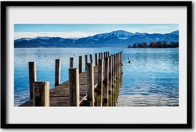 Produktbild von Bild 60x40 MDF-Rahmen Wandkunst Sea Mountain Bridge-Architektur
