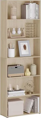 Produktbild von WOLTU Bücherregal, mit 6 verstellbaren Ebenen, offenes Standregal, 60x180x23,5 cm, Helle Eiche