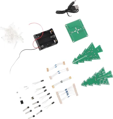 Obrázok produktu pre Xmas Tree Making Kit Farebná jednoduchá výroba LED svetla Akrylový vianočný stromček s hudbou Elektronická učebná sada Modul