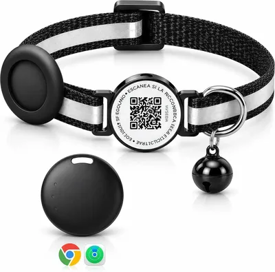 Productafbeelding van Kattenhalsband met tracker - iOS en Android - QR-ID - reflecterend - zonder abonnement