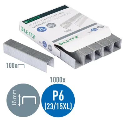 Produktbild von Heftklammern Leitz P6 (23/15XL) verzinkt 1000 Stück - Klammern, Bürobedarf