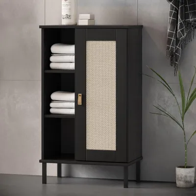 Produktbild von Badunterschrank 52x90cm 'Seattle' Kiefer massiv schwarz