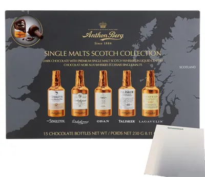 Produktbild von A.Berg Schokolade Whisky Flaschen (230g Packung) + usy Block