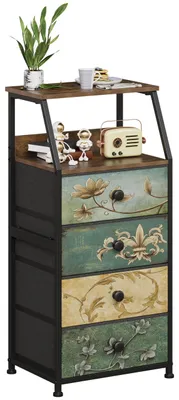 Image de Commode avec 4 tiroirs et un espace ouvert, idéale pour la chambre à coucher