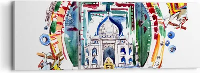 Produktbild von Bild auf Leinwand - Leinwandbild - Elefanten Indien Religion Kultur - 90x30cm - Wand Bild - Wanddeko - Leinwanddruck - Bilder - Kunstdruck - Wanddekoration - Leinwand bilder - Wandkunst - CA90x30-2980