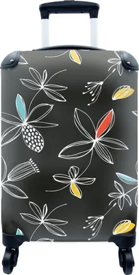 Produktbild von MuchoWow® MuchoWow® Koffer Handgepäck Trolley Rollkoffer Kleine Reisekoffer mit 4 Rollen - Blumen - Linienkunst - Muster - Cabin Size < 55x40x23 cm & 55x40x20 cm - Fotokoffer - Kabinenkoffer - Boardge