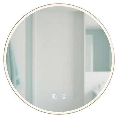 Productafbeelding van Relaxdays Badspiegel, LED-spiegel met dimfunctie, 3 lichtstanden, anti-condens, IP44, ronde spiegel voor de badkamer, diameter: 60 cm, glas
