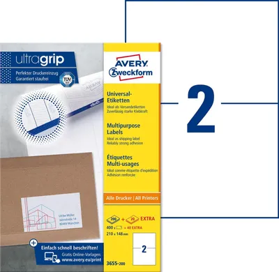 Produktbild von Universal-Etiketten ultragrip 210x148 mm VE=7x440 Etiketten / 220 Bogen weiß