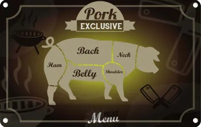 Produktbild von vianmo Blechschild 20x30 cm Fleisch Schnitte Pork exklusive Menü Essen Trinken