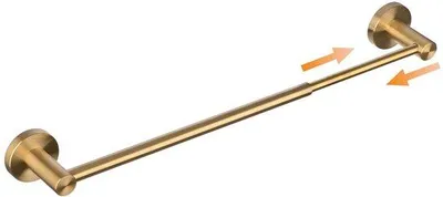 Obrázok produktu pre Nastaviteľný nástenný držiak na uteráky 40–66 cm, brúsená zlatá farba, montáž na stenu