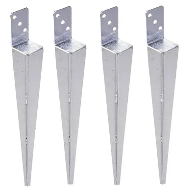 Produktbild von Set Pfostenträger 60x600 mm Einschlaghülse L-Form feuerverzinkt Bodenhülse 4 Stück
