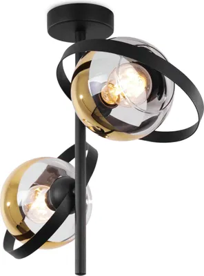 Produktbild von Deckenlampe Ronda schwarz 2-flammig mit goldfarbenen Lampenschirmen E27