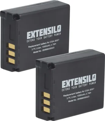 Produktbild von EXTENSILO 2x Akku Ersatz für Panasonic DMW-BCD10, CGA-S007E, CGA-S007A/B, CGA-S007, CGA-S007A/1B für Kamera (1000 mAh, 3,7 V, Li-Ion)
