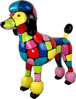 Immagine prodotto di Casa Padrino scultura di design da giardino barboncino cane colorato 64 x h. 63 cm - Figura di decorazione da giardino - Figura da giardino resistente alle intemperie - Figura animale decorativa