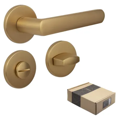 Türgriff-Set gold matt, rund, für Innentüren, Modell KUMA WC