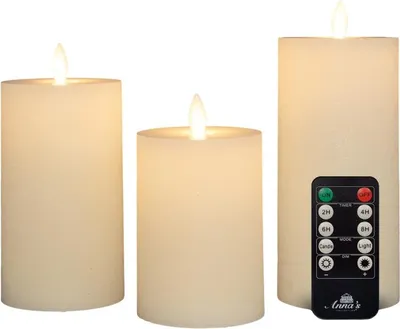Productafbeelding van Stompkaars-USB wax d7,5 cm wit set van 3 Anna's Collection