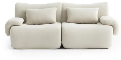 Zdjęcie produktu dla MILYSOFA SOFATIME – sofa modułowa, prosta, dwuosobowa, z delikatnej tkaniny bouclé, w kolorze kremowo-beżowym