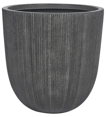 Produktbild von BELIANI Blumentopf Schwarz Kunstharz rund 44 cm in Rillenoptik Indoor Outdoor Gartenausstattung Deko