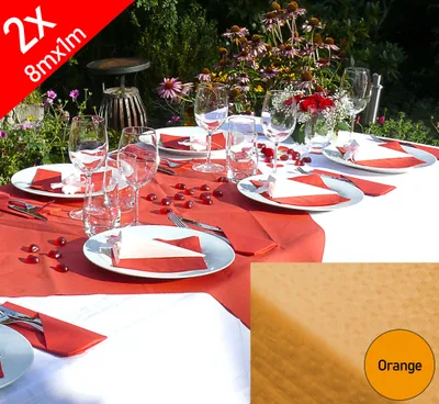 Produktbild von 2x Tischdecke Damastprägung Papiertischdecke Tischtuch Tisch Rolle 8mx1m Orange
