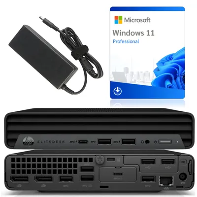 Zdjęcie produktu dla Komputer stacjonarny HP EliteDesk 800 G8 Mini PC | Procesor Intel i5-11500T | 8 GB pamięci DDR4 | Dysk SSD 256 GB | System Windows 11 | Klasa A