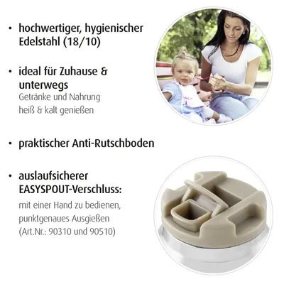 Produktbild von reer 90310, 0,35 l, Beige, Weiß, Kunststoff, Edelstahl, 24 h, 76 mm, 76 mm