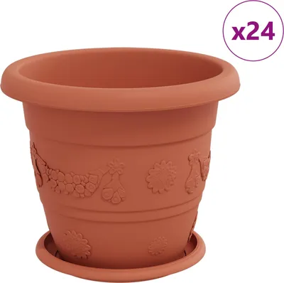 Produktbild von Blumentöpfe 24 pcs Ziegelrot Ø 26 x 21,5 cm Kunststoff