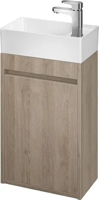 Produktbild von BADLAND Badmöbel Set Badezimmerschrank mit Türen & Keramikwaschbecken CREA 40 Eiche
