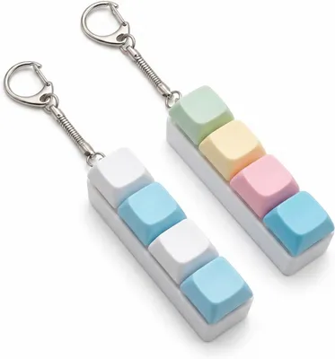 Productafbeelding van Fidget-speelgoed - Set van 2 - Keyboard-sleutelhanger - Clicker - Stressvermindering met 4 toetsen - Mechanisch gevoel