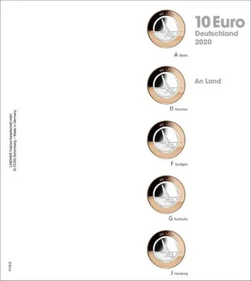 Produktbild von Lindner 1110-2 Vordruckblatt karat für 10€-Sammlermünzen mit Polymerring: Deutschland 2020