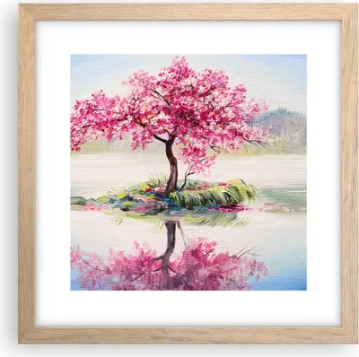 Produktbild von Gerahmtes Poster - Rahmen in heller Eiche - Baum Abstraktion - 30x30 cm - Wand Bild - Wanddeko - Wandbilder - Kunstposter - Wandposter - Bilderrahmen - Bilder - Kunstdruck - Wandbild - P2NAC30x30-3805