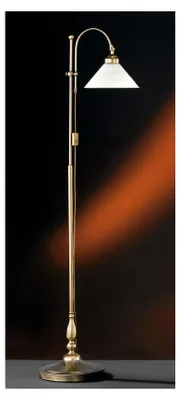 Immagine prodotto di Fischer & Honsel 47841, lampada da terra, potenza 40W, attacco E27, finitura in ottone anticato, paralume in vetro alabastro, altezza 175 cm
