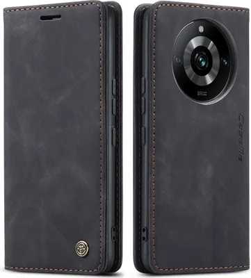 Obrázek produktu pro Realme 11 Pro Pouzdro, RetroPolyuretanKožené Pouzdro s Funkcí Stojánku pro Realme 11 Pro/ Realme 11 Pro+ černé
