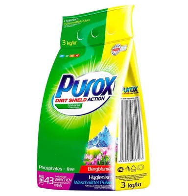 Produktbild von PUROX Universal Waschpulver 3kg Mittel Wäschereinigung Kleidung Frische Pflege