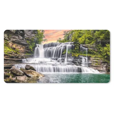 Produktbild von MuchoWow® Schreibtischunterlage Wasserfall - Wasser - Steine - Pflanzen - Natur 80x40 cm - XXL Mauspad - Gaming Mauspad