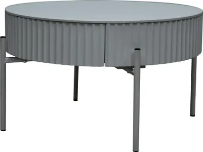 Produktbild von Couchtisch 'Rill' mit Schublade rund Metallbeine 36 x Ø60 cm Grau