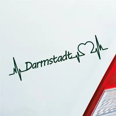 Produktbild von Auto Aufkleber Darmstadt Herz Herzschlag 19x5 cm Dunkelgrün Sticker Heckscheibenaufkleber