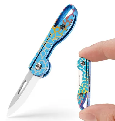 Produktbild von Klappmesser Mini EDC Titan Schlüsselanhänger 7cr17Mov Stahl Riss