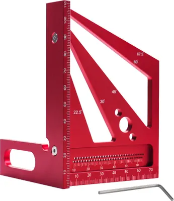 Image de règle de mesure multi-angles 3D Règle à trous polyvalente avec angles prédéfinis pour l'ingénieur, le charpentier, le bricoleur et le dessinateur