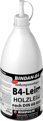 Produktbild von Holzleim wasserfest, BINDAN-B4 (1-Komponenten-B4-Leim) 570 g Flasche incl. Pinsel von E-Com24 (Bindan B4 570 gr.)