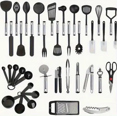 Image de Set d'ustensiles de cuisine 40 pièces - Ustensiles de cuisine résistants à la chaleur comprenant des cuillères, des louches et des accessoires de cuisine