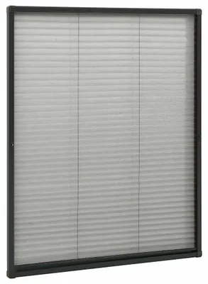 Productafbeelding van Insectenwerend plissé voor dakramen, vliegenhor met aluminium frame, glasvezelweefsel, verstelbare grootte, bescherming tegen muggen, frisse lucht, antraciet, 80 x 100 cm