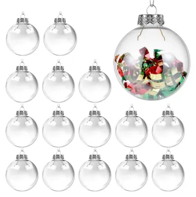 Image de Lot de 16 boules de Noël transparentes - 6 cm