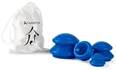 Produktbild von Habys Silikon Schröpfgläser Schröpfköpfe | Saugglocke Massagegerät | Anti Cellulite Schröpfset Cuppin Set | 4 Stück Marineblau