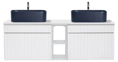 Produktbild von Doppelwaschtisch 140cm Zelie mit 2 Schubladen, Weiß