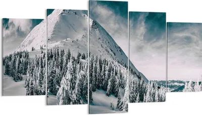 Produktbild von Bild auf Leinwand - Leinwandbild - 5 Teile - Dunkel Himmel Berg - 160x85cm - Wand Bild - Wanddeko - Wandbilder - Leinwanddruck - Bilder - Wanddekoration - Leinwand bilder - Wandbild - EA160x85-4459