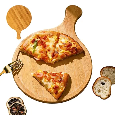 Immagine prodotto di Tagliere in legno per pizza e pane, diametro 23 cm, con manico