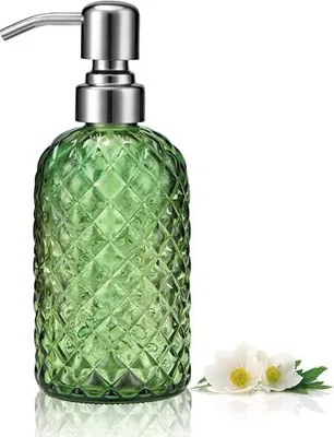 Produktbild von Seifenspender aus Glas, Seifenspender aus rostfreiem Glas 304, Seifenspender aus Glasflasche mit Pumpe; Seifenspender für die Toilette