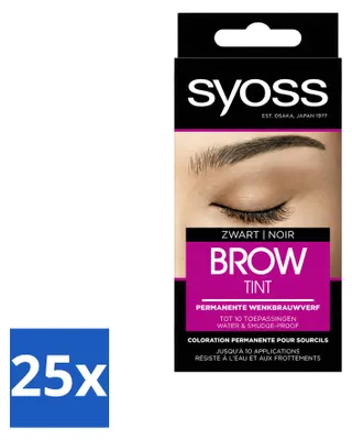 Productafbeelding van 25 x SYOSS Brow Tint wenkbrauwverf zwart - Permanente kleur - Voordeelverpakking - 25 stuks