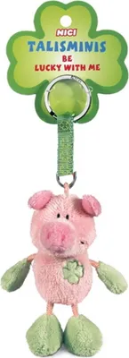 Produktbild von Nici Schlüsselanhänger Glücksschwein mit Kleeblatt rosa-grün 7cm Talisminis 33687
