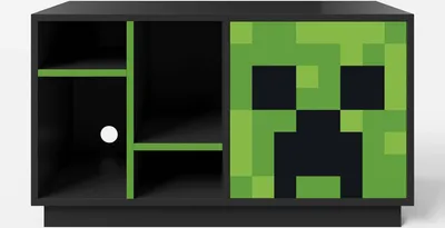 Obrázek produktu pro MINECRAFT - televizní nábytek, nízká deska, police na konzole, herní nábytek s tmavým designem a osvětlením